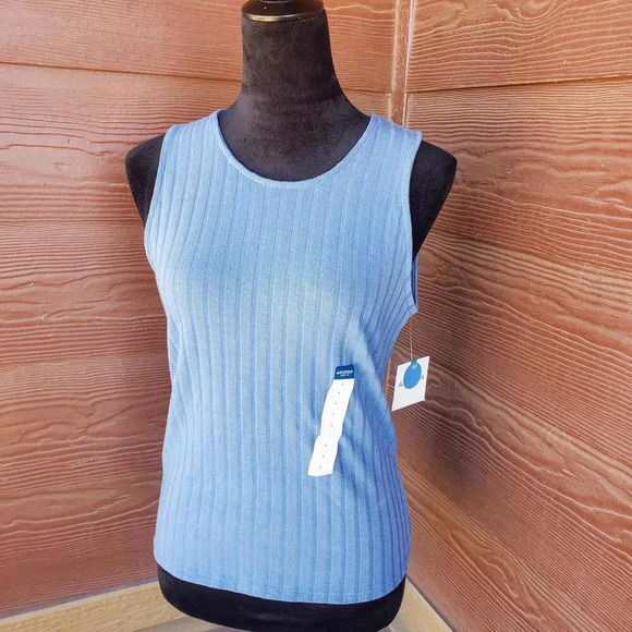 NWT Arizona Jean Co. Coronet Blue Ribbed Tank Top Size Large - Picture 13 of 14